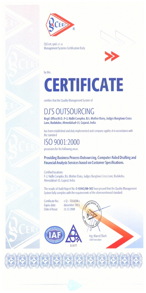 Dj's Outsourcing ISO certificate
